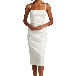 Amsale Duchess Satin Sheath Dress Ivory